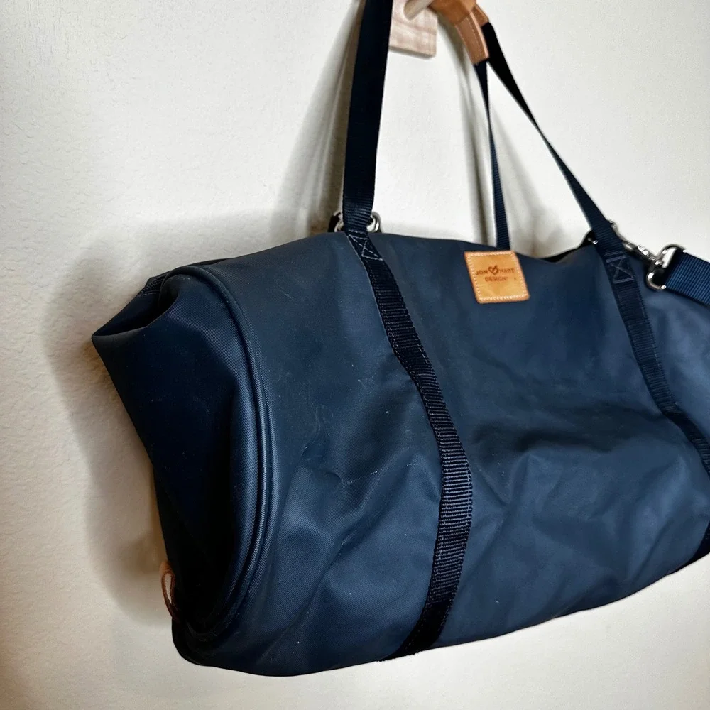 Jon Hart Design Large Duffle Bag Navy Coated Canvas Travel Gym Bag R.S.S.